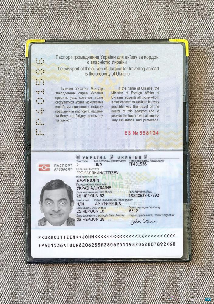 Download Ukraine passport 2018 present photolook Photoshop template